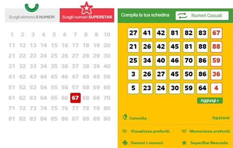 Probability of winning in SuperEnalotto and SuperStar.